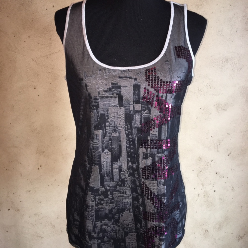 DKNYC Cotton Tulle and Sequence Top.